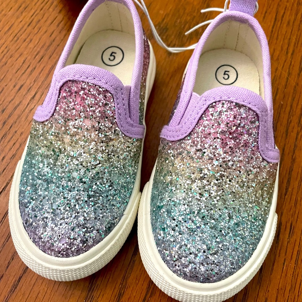 NWT Cat & Jack Shimmery Rainbow Shoes size 5